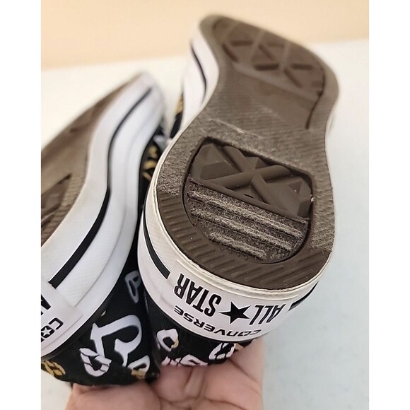 Converse 560902F CTAS Hi Black White Gold Hearts Women's Size 7 - Picture 8 of 12